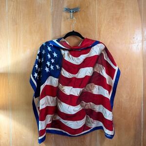 Vintage Signed Artist Flag Silk Scarf // Classic Americana Aesthetic